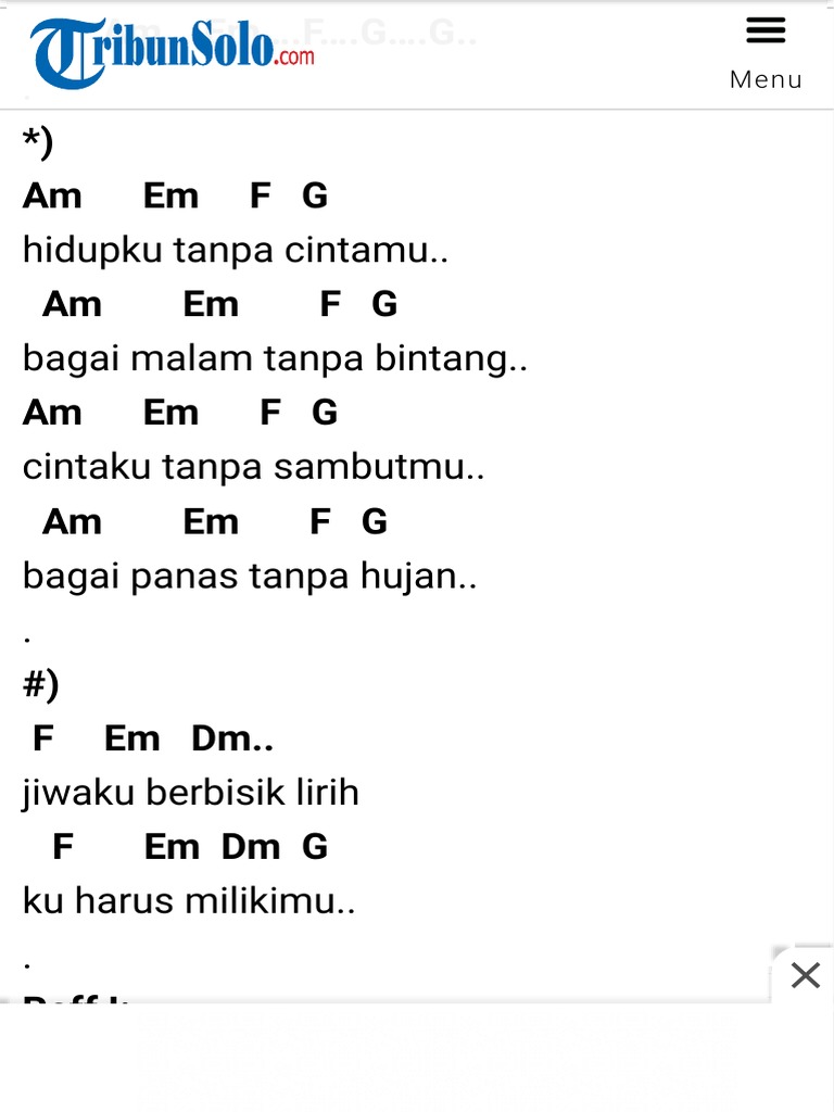 Chord Kunci Gitar Dan Lirik Lagu Risalah Hati Dewa 19 Aku Bisa Membuatmu Jatuh Cinta Kepadaku Tribun Solo Pdf Pdf