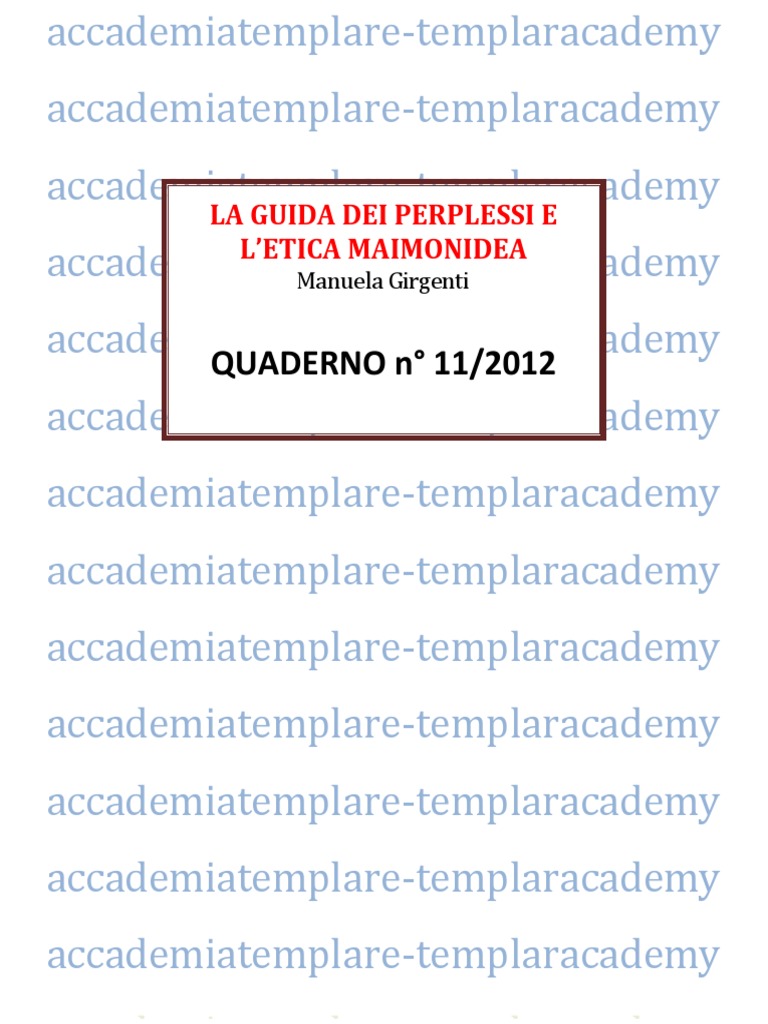 Guida Dei Perplessi Ed Etica Maimonidea PDF | PDF