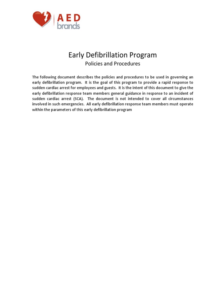 AED Program Policies and Procedures PDF Cardiopulmonary