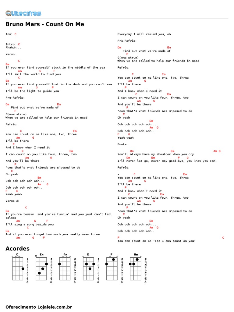 Bruno Mars Count On Me Uke Cifras Pdf