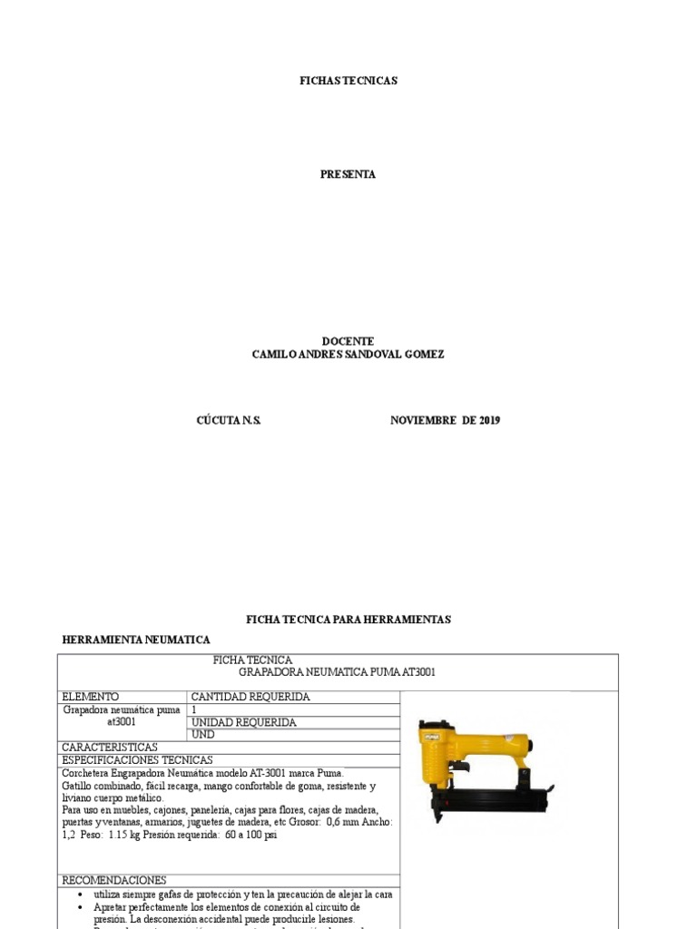 Ficha Tecnica | PDF Perforar |