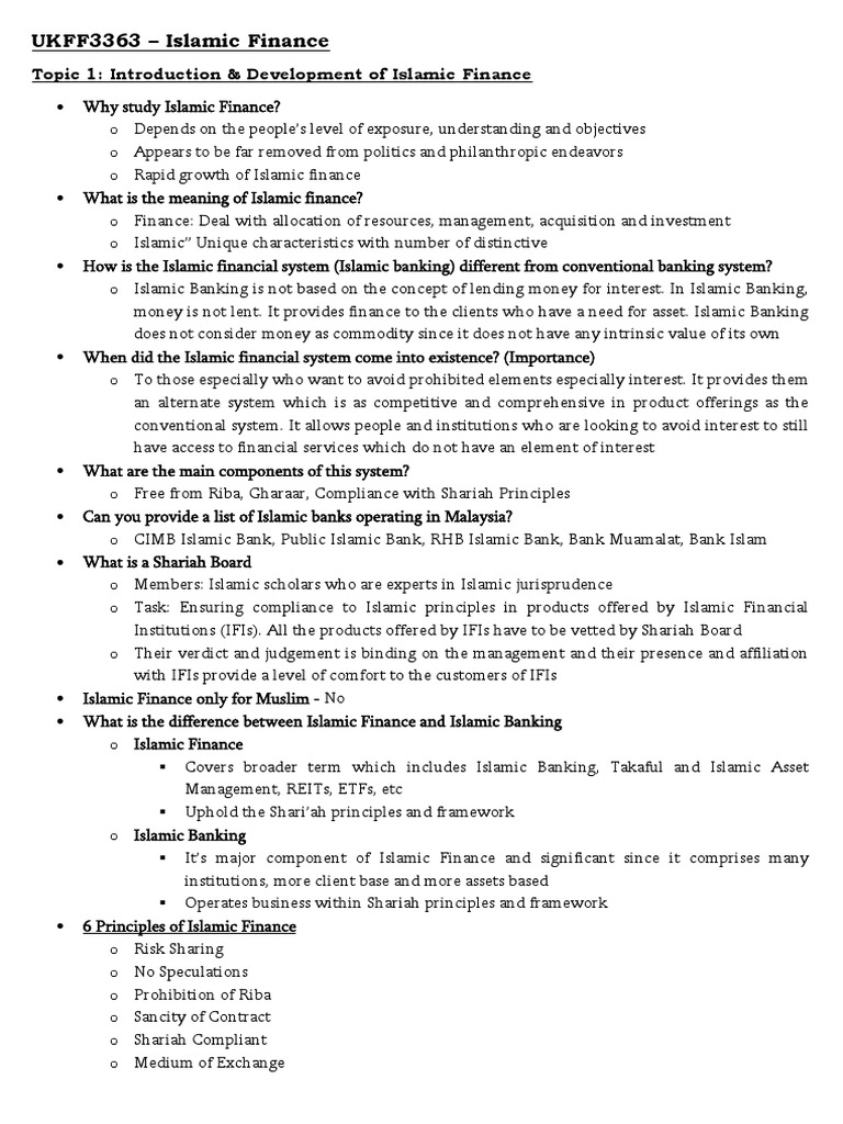 Overview of Islamic Banking Principles | PDF | Islamic Banking And ...