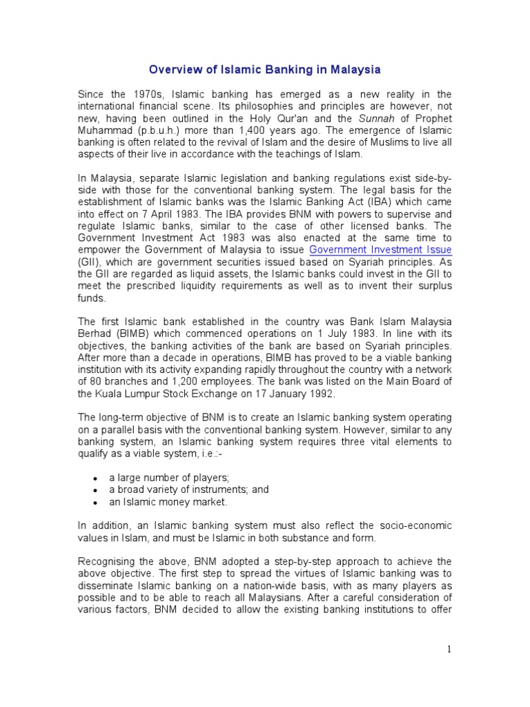 Overview of Islamic Banking in Malaysia | PDF | Islamic Banking And ...