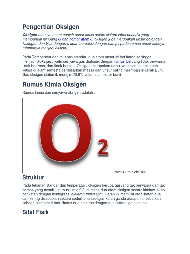 Definisi dan Sifat Oksigen Kimia | PDF | Kajian Bahasa Asing ...