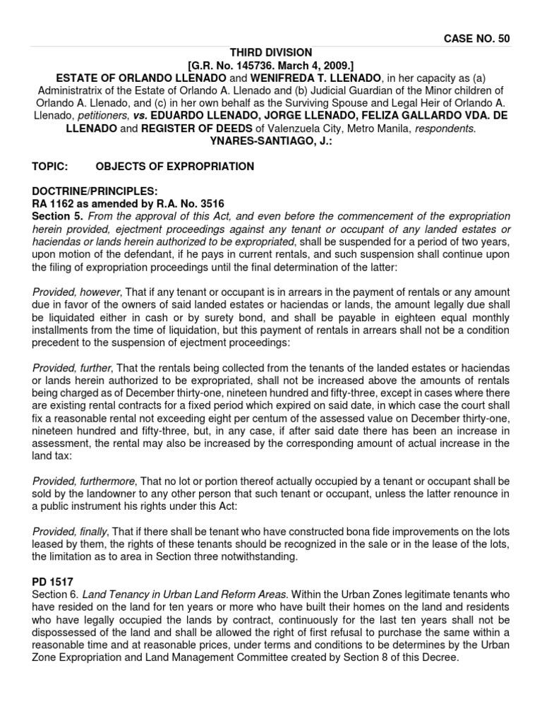 Analysis of the Rights of Tenants Under the Urban Land Reform Laws and ...