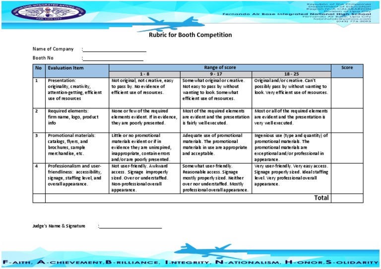 Booth Competition Evaluation Rubric | PDF | Usability | Cognition