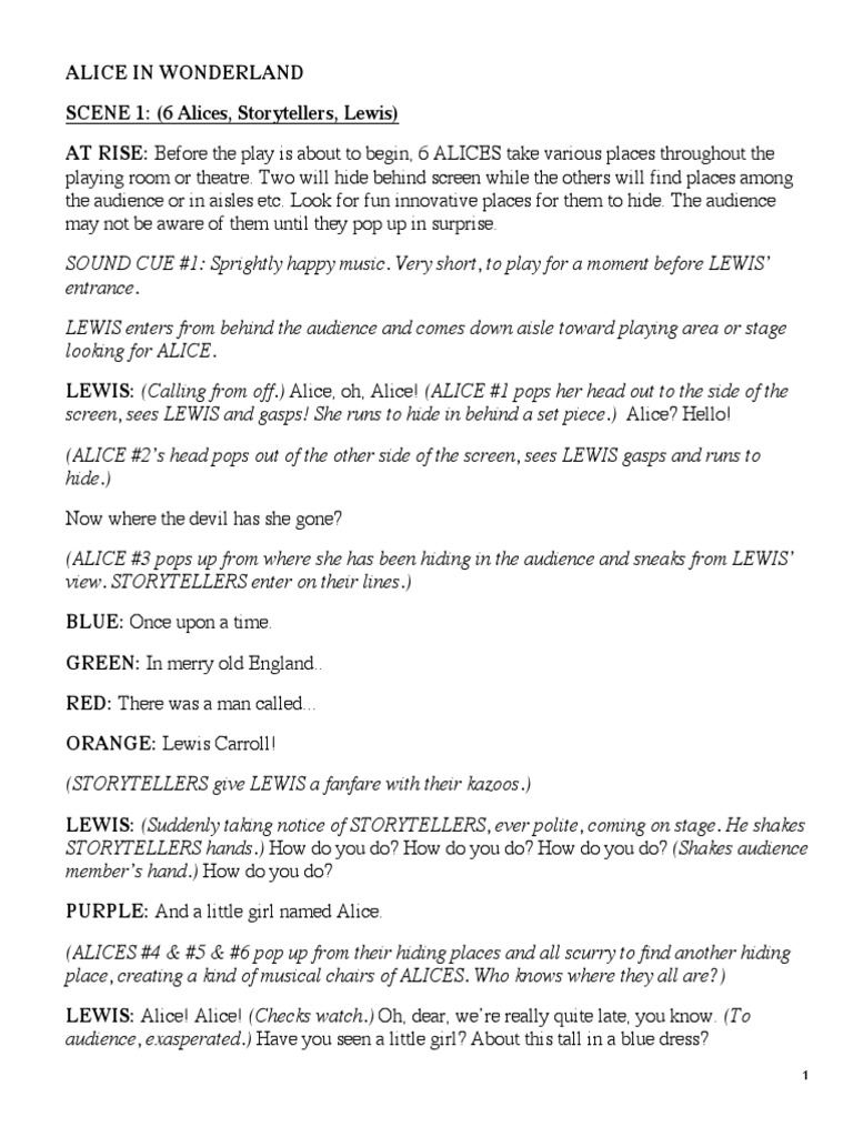 Alice in Wonderland Play Script | PDF | Art | Poetry