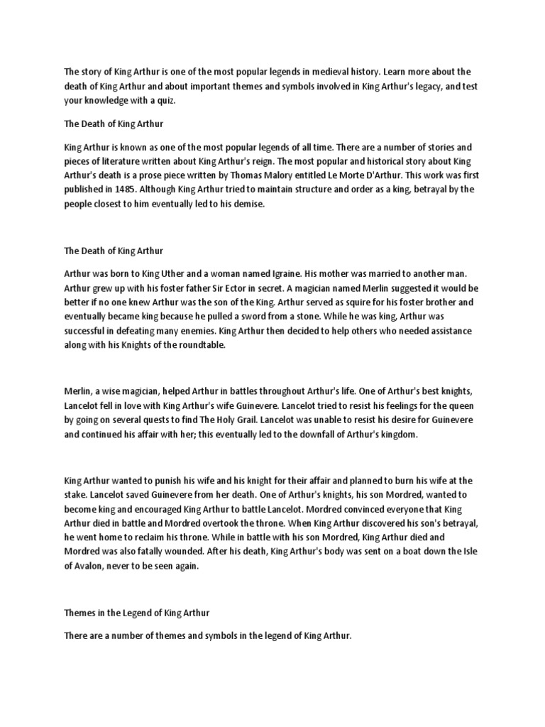 King Arthur Summary PDF King Arthur Lancelot