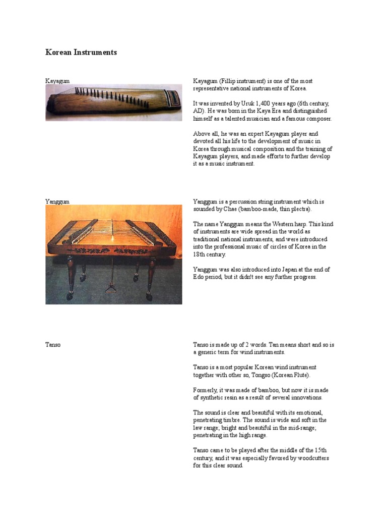 Traditional Korean Instruments Overview | PDF | Musical Instruments ...