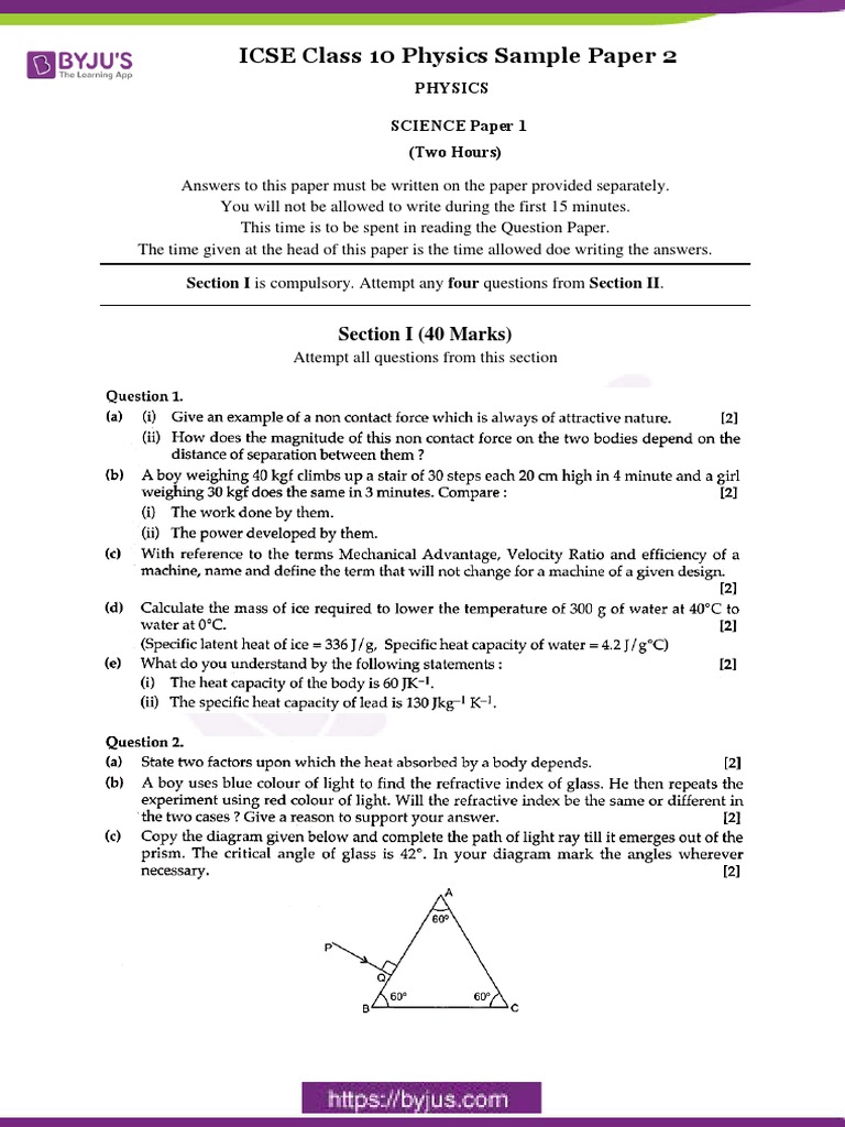 Icse class 10 physics sample paper 2 pdf pdf