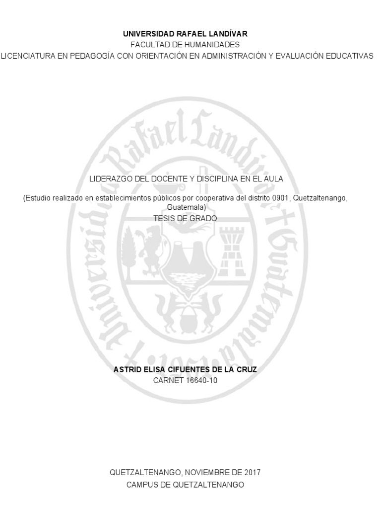 Liderazgo Docente y Disciplina en Aula | PDF | Liderazgo | Salón de clases