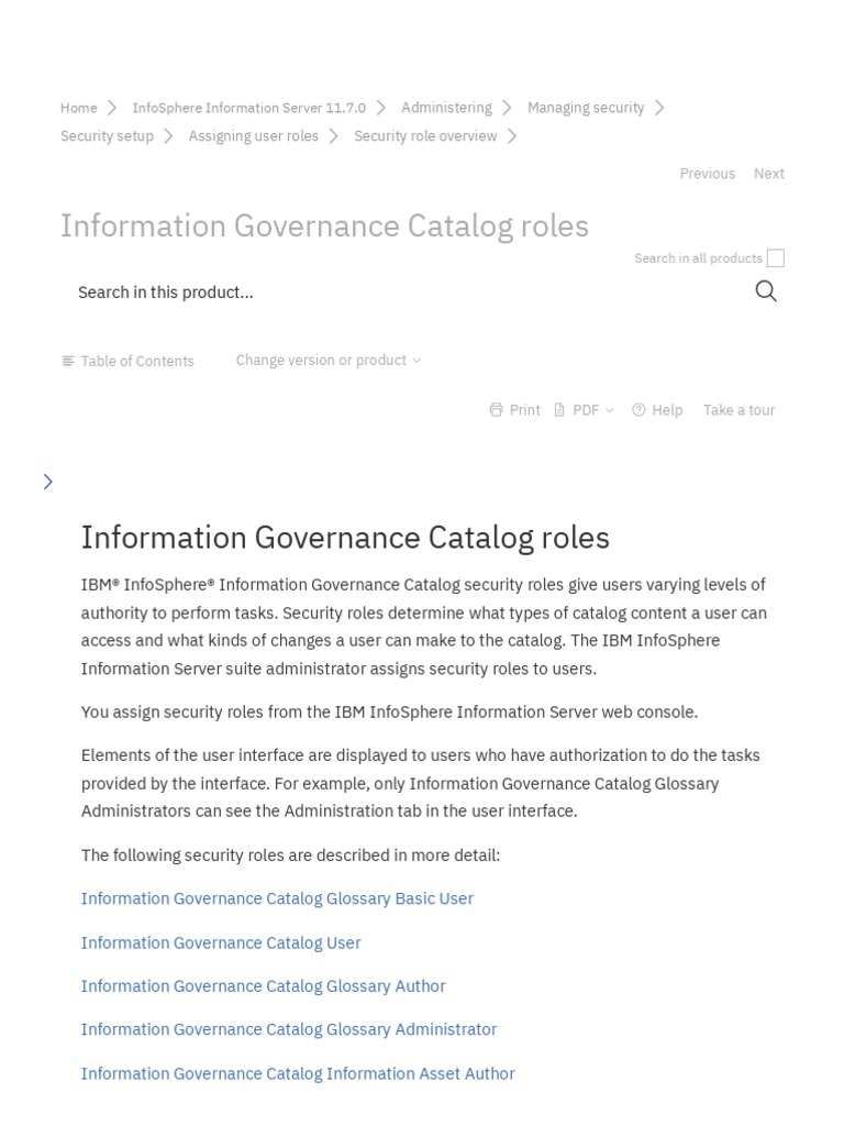 Information Governance Catalog Roles | PDF | Information Governance |  Metadata