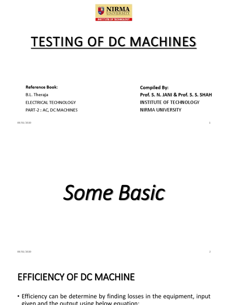 Chapt.-2.2 - Testing of DC Machines PDF | PDF | Electric Motor ...