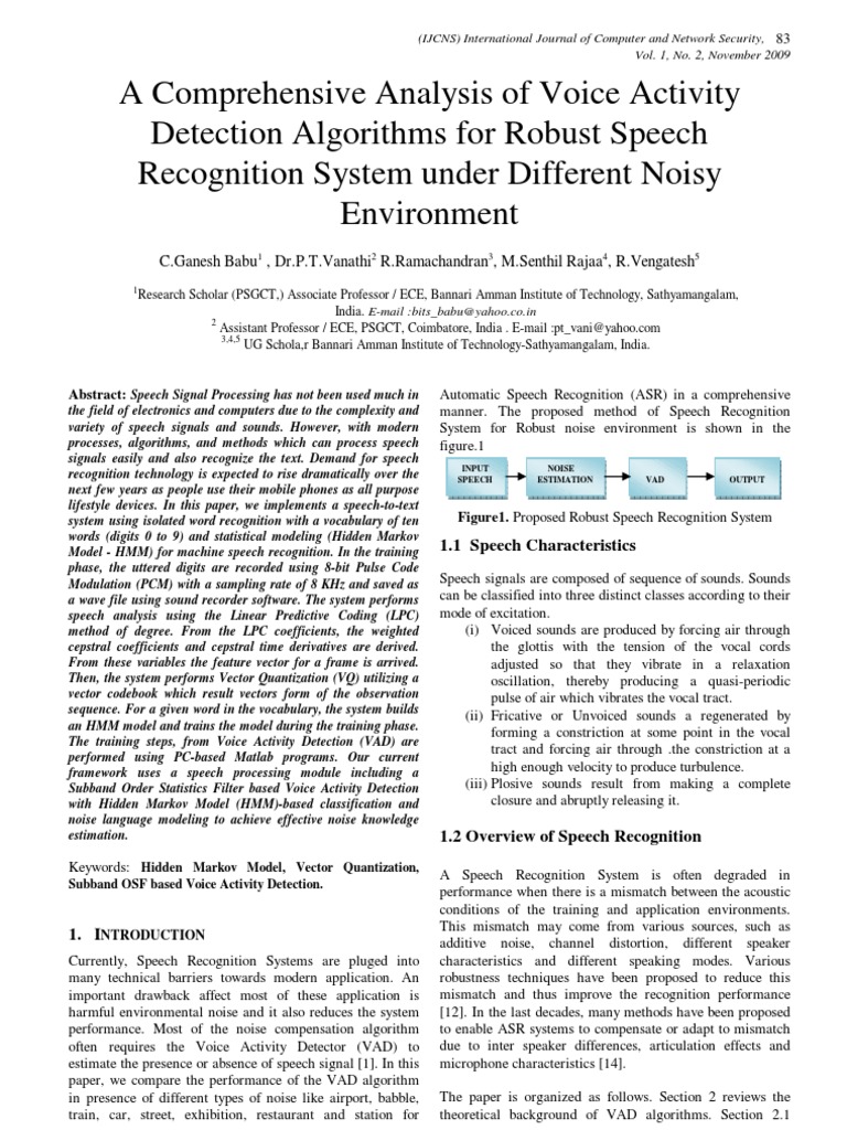 Speech Recognition in Noisy Environments | PDF | Speech Recognition ...