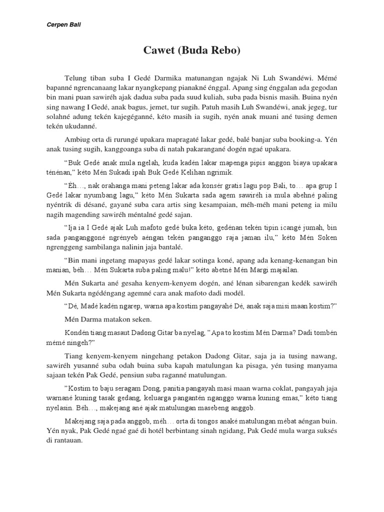 Cerpen Bahasa Bali