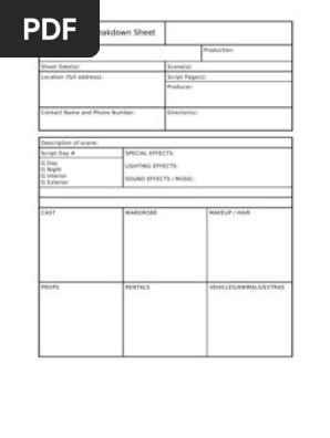 Breakdown Sheet