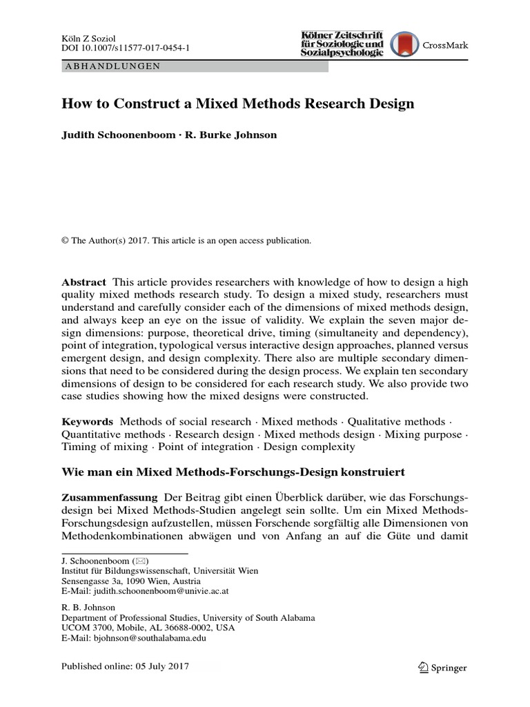How To Construct A Mixed Methods Research Design PDF | PDF