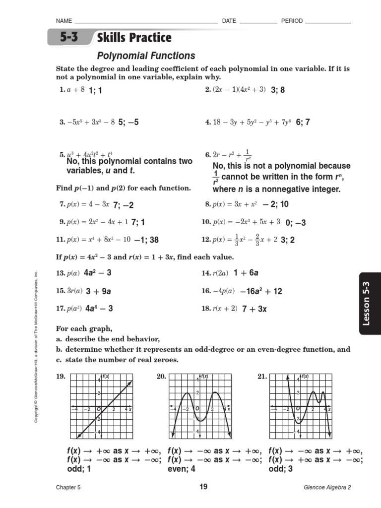 Quiz 5 1 Polynomial Operations Graphing Polynomial Functions