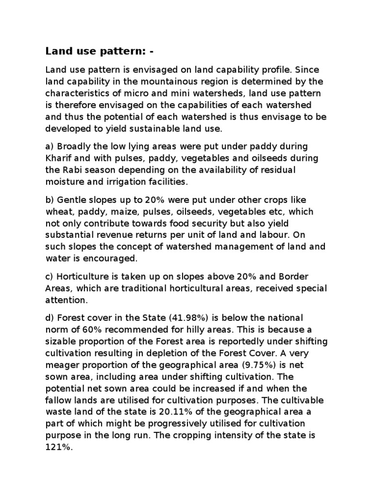 Land Use Pattern PDF