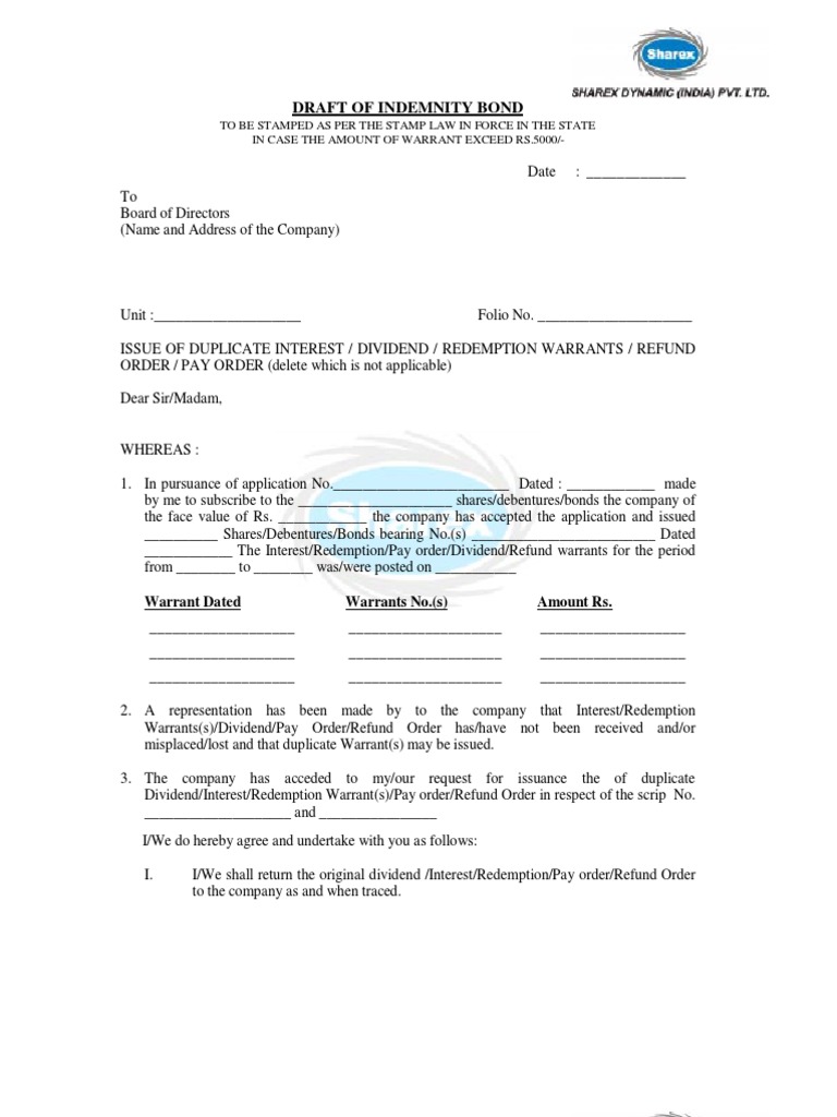 draft-of-indemnity-bond-dividend-indemnity
