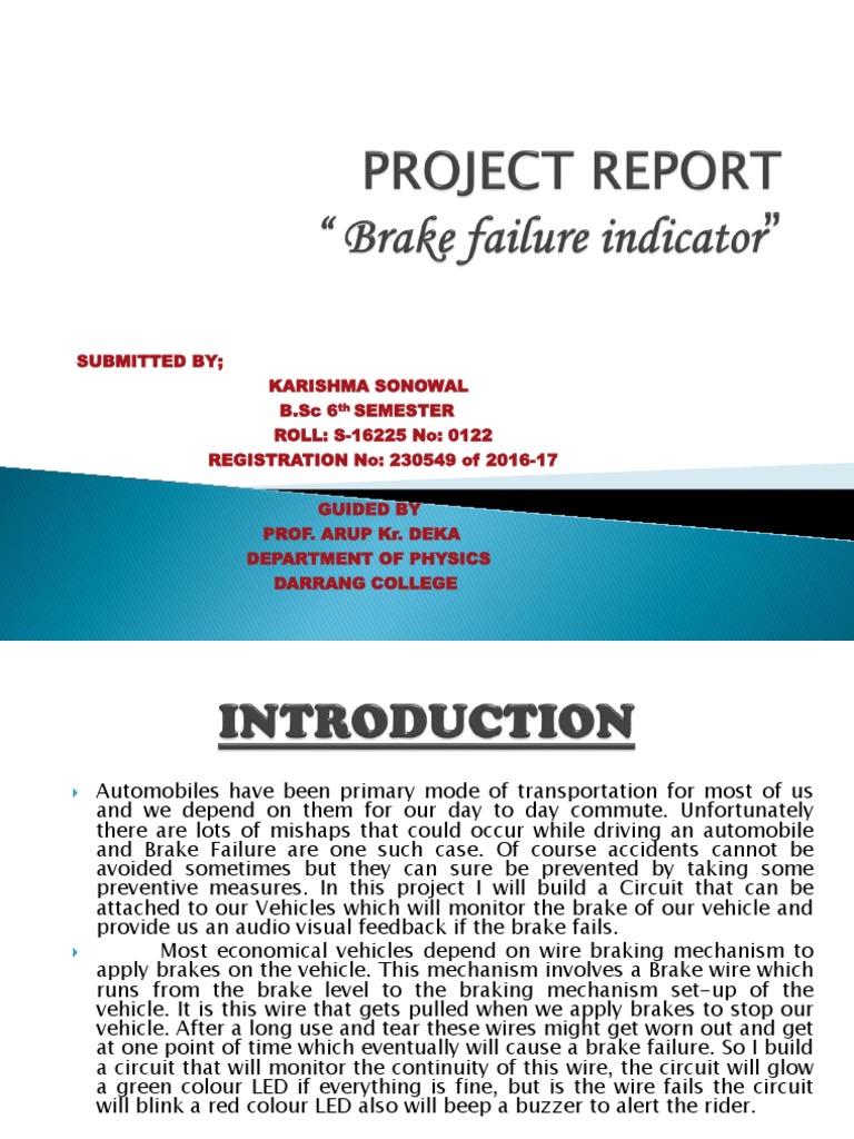 Brake Failure Indicator PDF Capacitor Transistor
