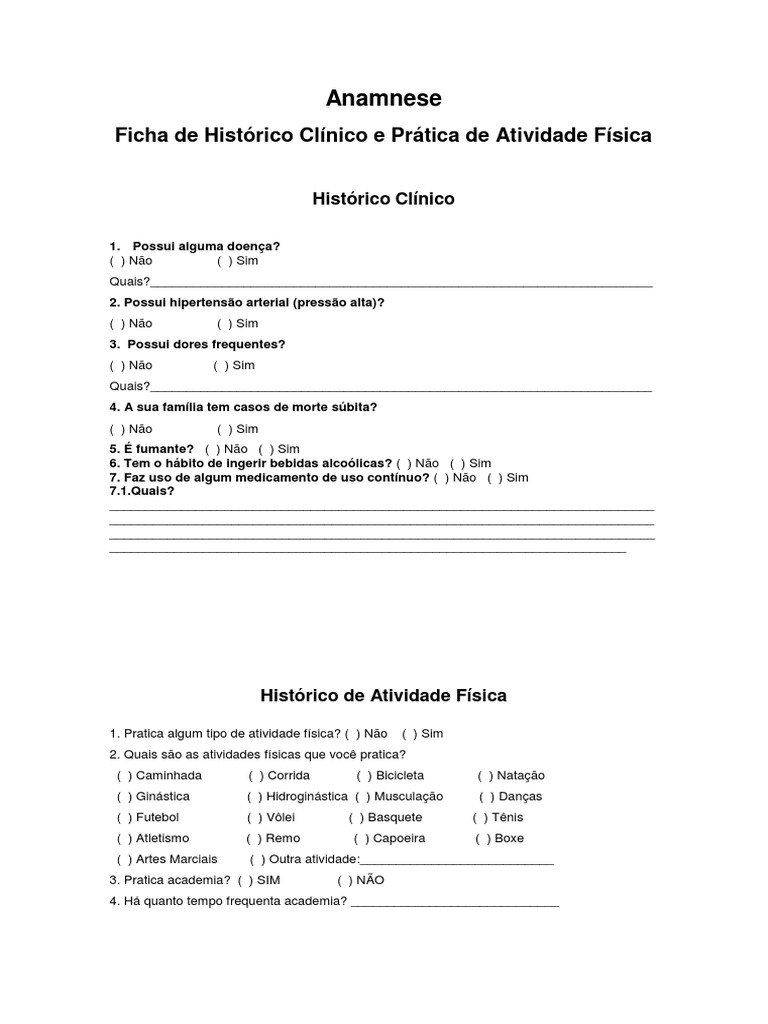 Anamnese Completa, PDF, Musculação