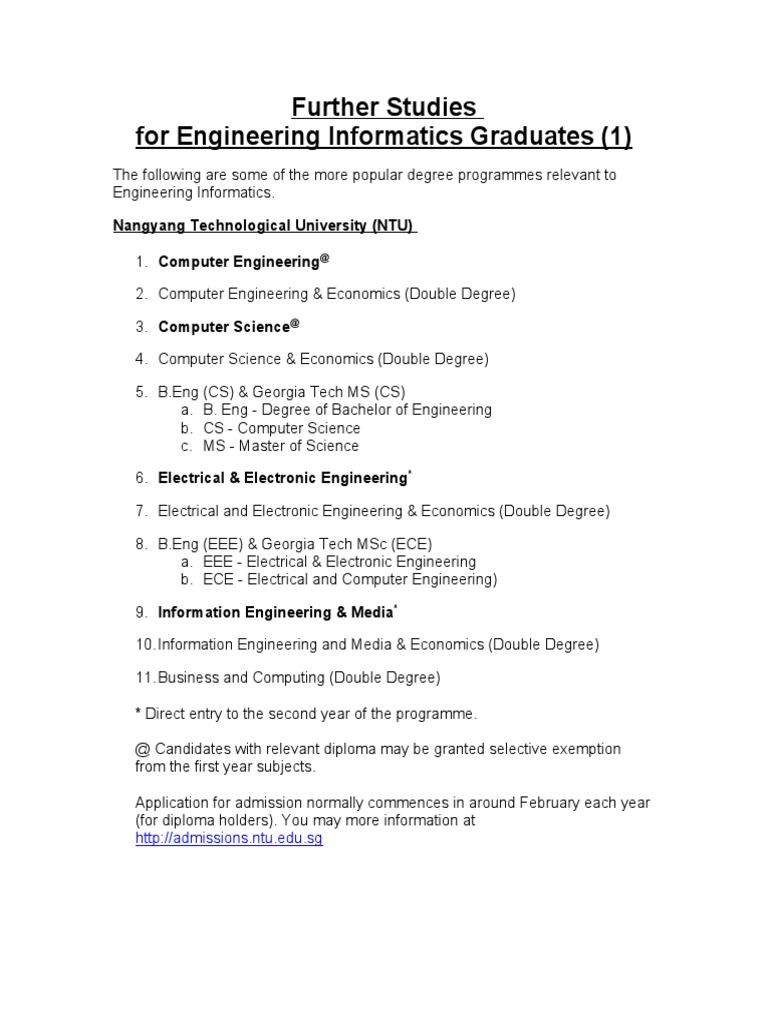 Further Studies for Engineering Graduates | PDF | Computers