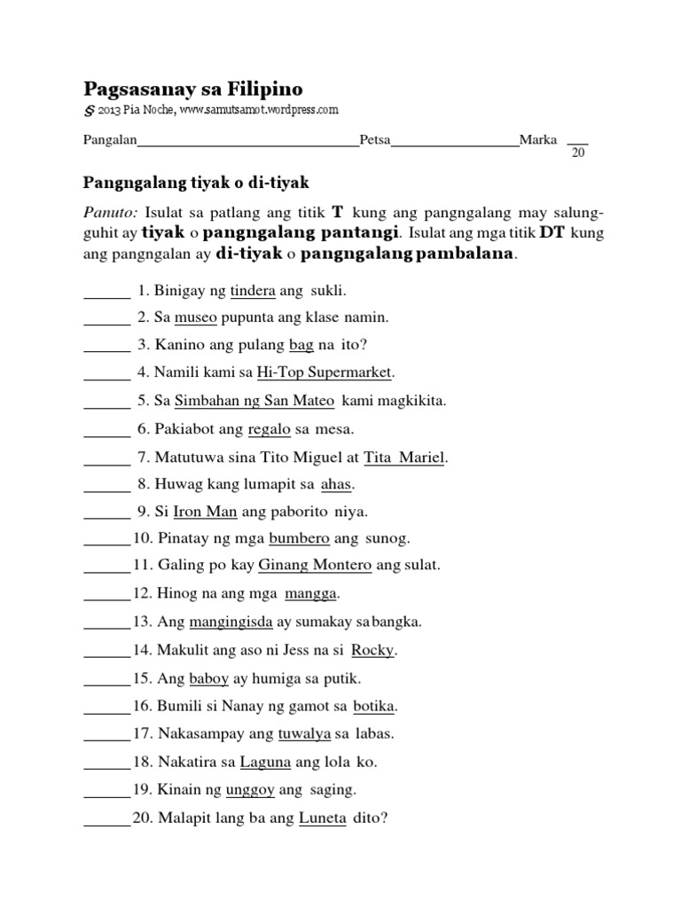 Pangngalang Tiyak o Di Tiyak 1 PDF
