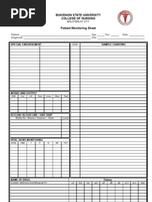 Patient Monitoring Sheet