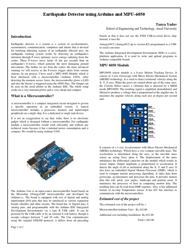 Arduino-Based Earthquake Detector | PDF | Electronics | Electronic ...