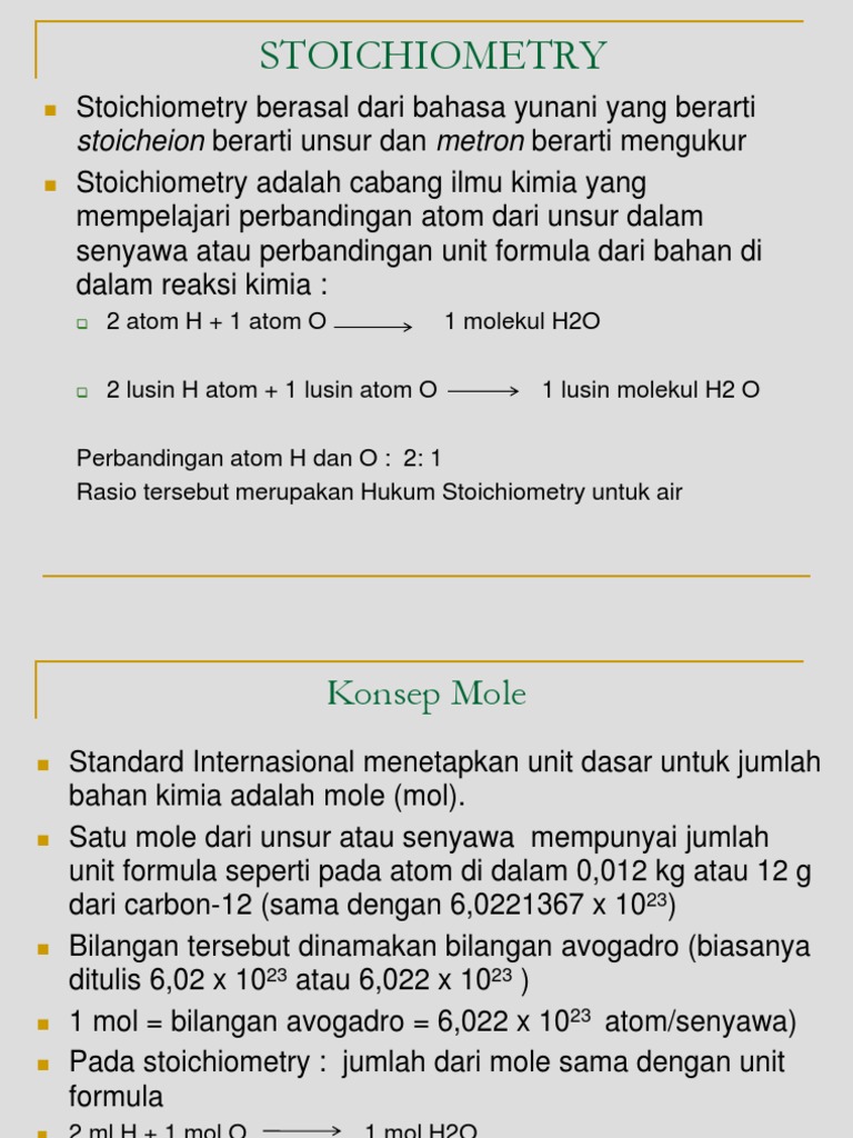 Pengantar Stoichiometry dalam Kimia | PDF | Metode & Bahan Ajar | Sains ...