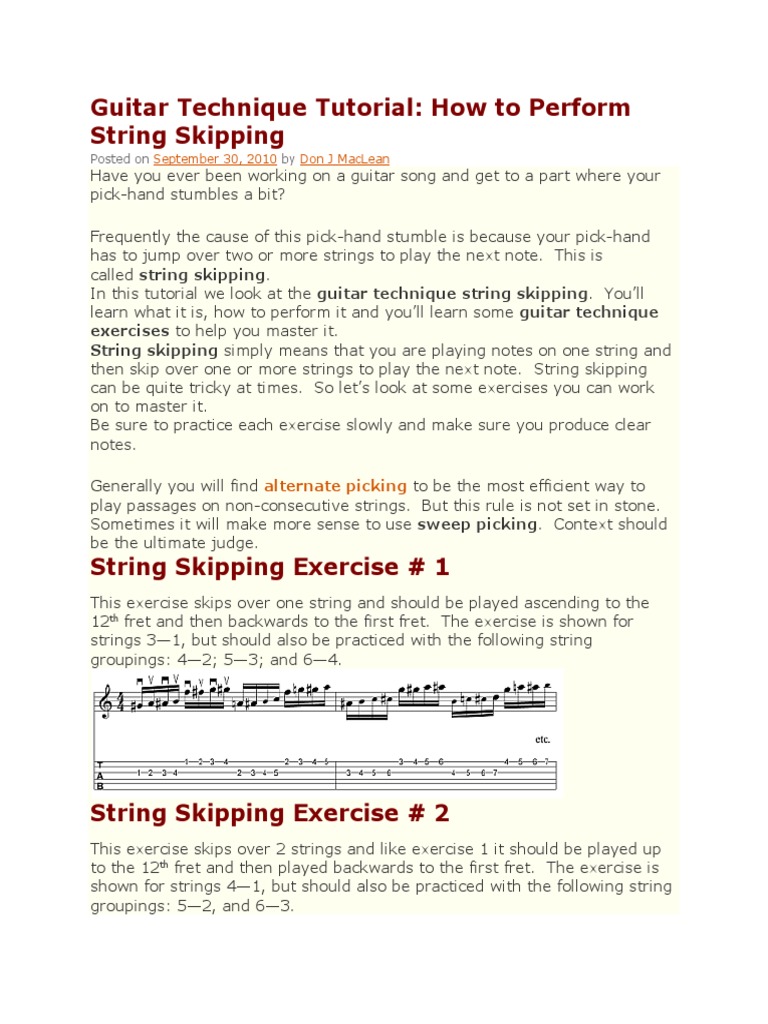 Mastering Guitar String Skipping Techniques | PDF | Guitars | Necked Lutes