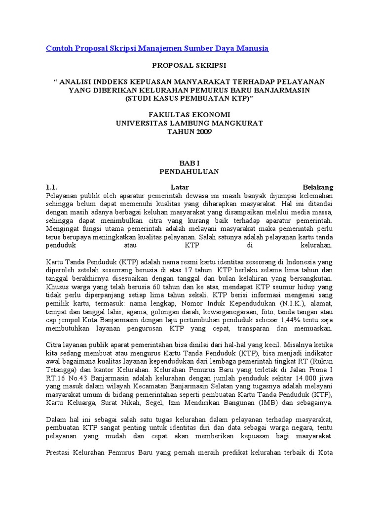 Contoh Proposal Skripsi Pdf Msdm Pejuang Skripsi