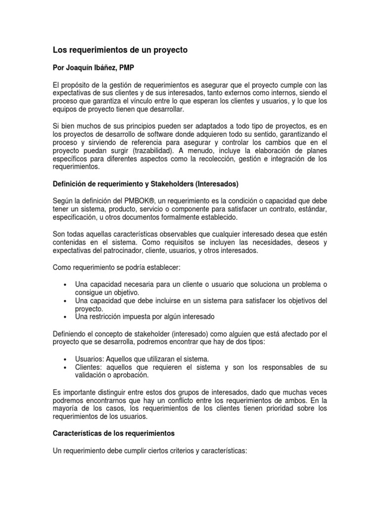 Los Requerimientos de Un Proyecto | PDF | Caso de uso | Usuario ...