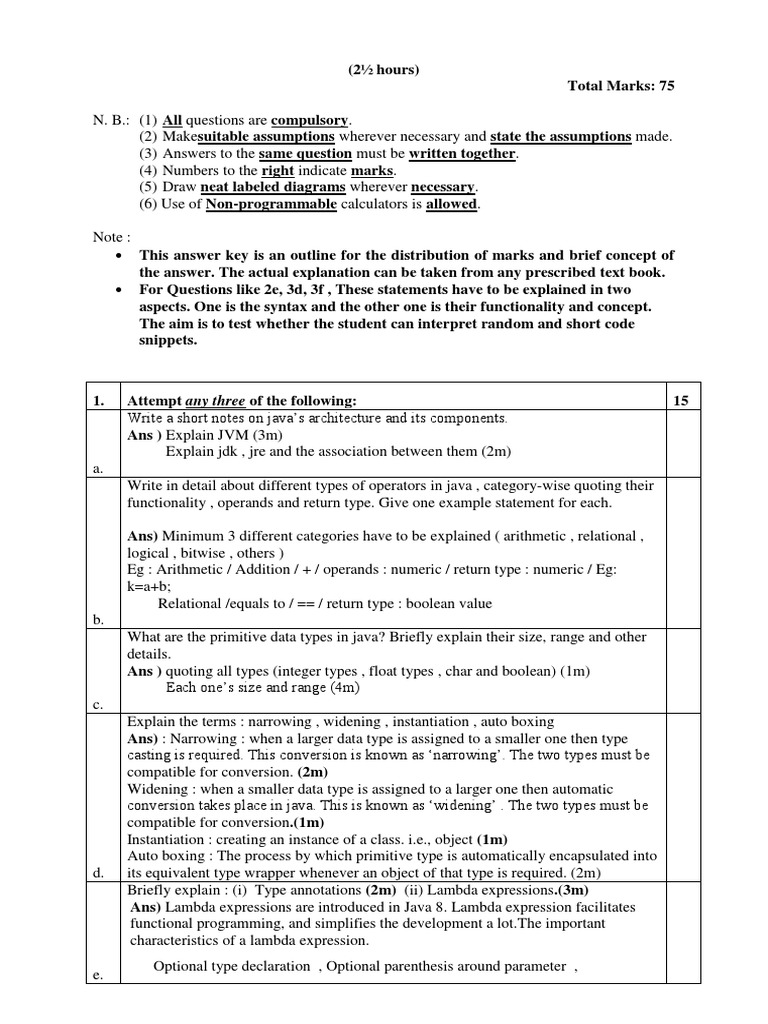 Java Question Paper 1 | PDF | Class (Computer Programming) | Data Type