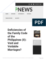 Deficiencies of The Family Code of The Philippines II - Void and Voidable Marri PDF