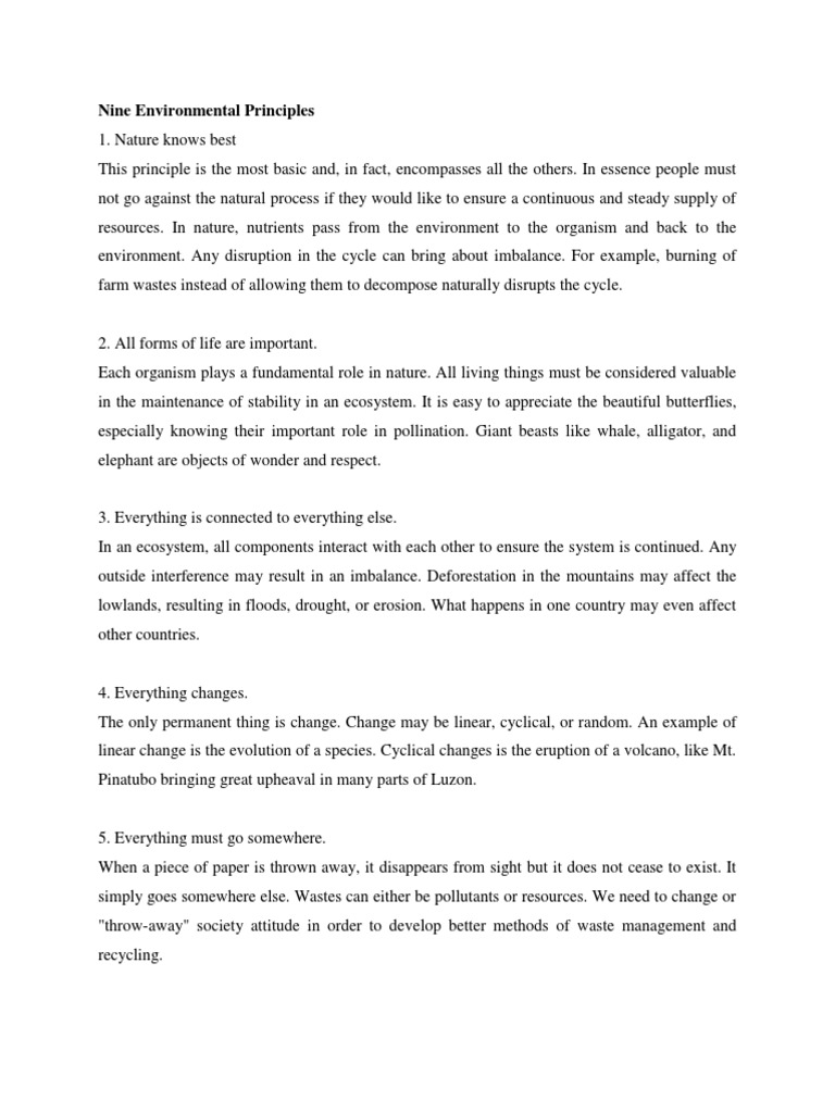Nine Environmental Principles Download Free Pdf Sustainability