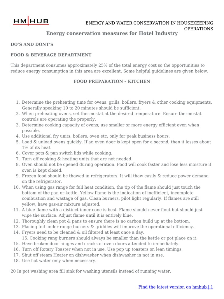 Hotel Energy and Water Conservation Guide | PDF | Boiler | Heat Exchanger