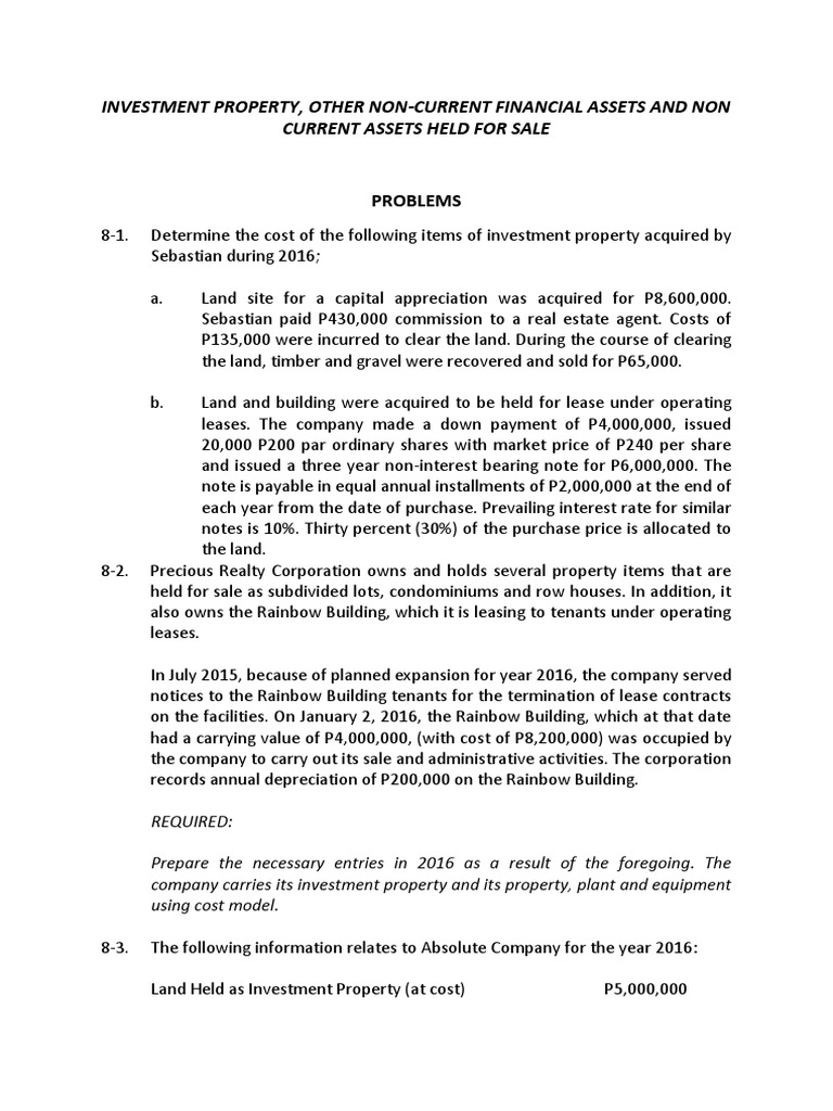 Investment Property Other Non Current Financial Assets and Non Current