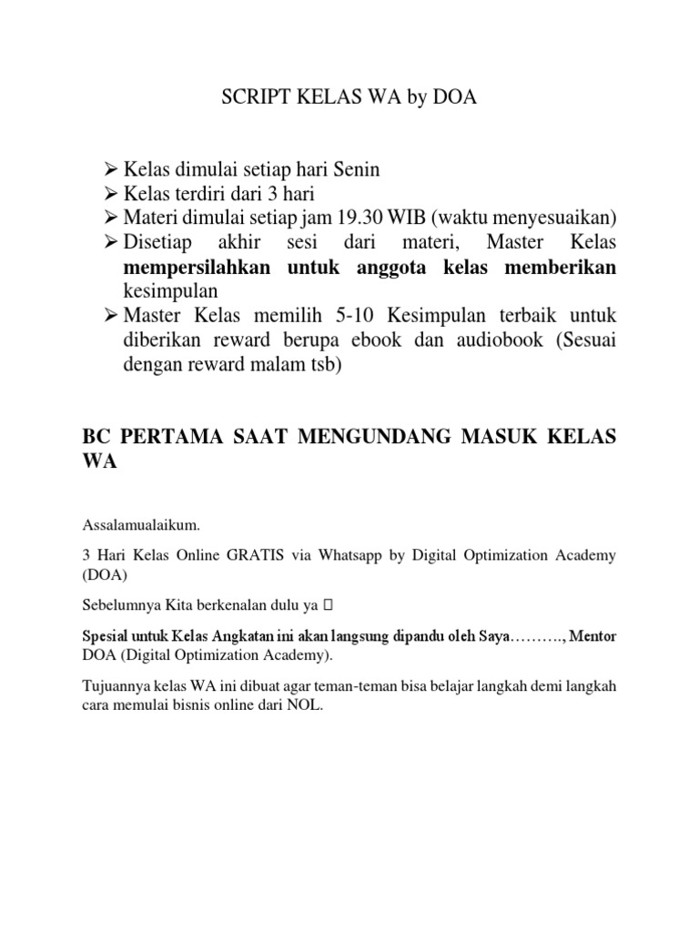 Script Kelas Wa | PDF
