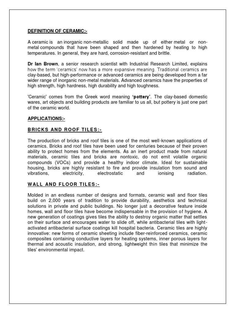 Definition of Ceramic PDF Ceramics Solid