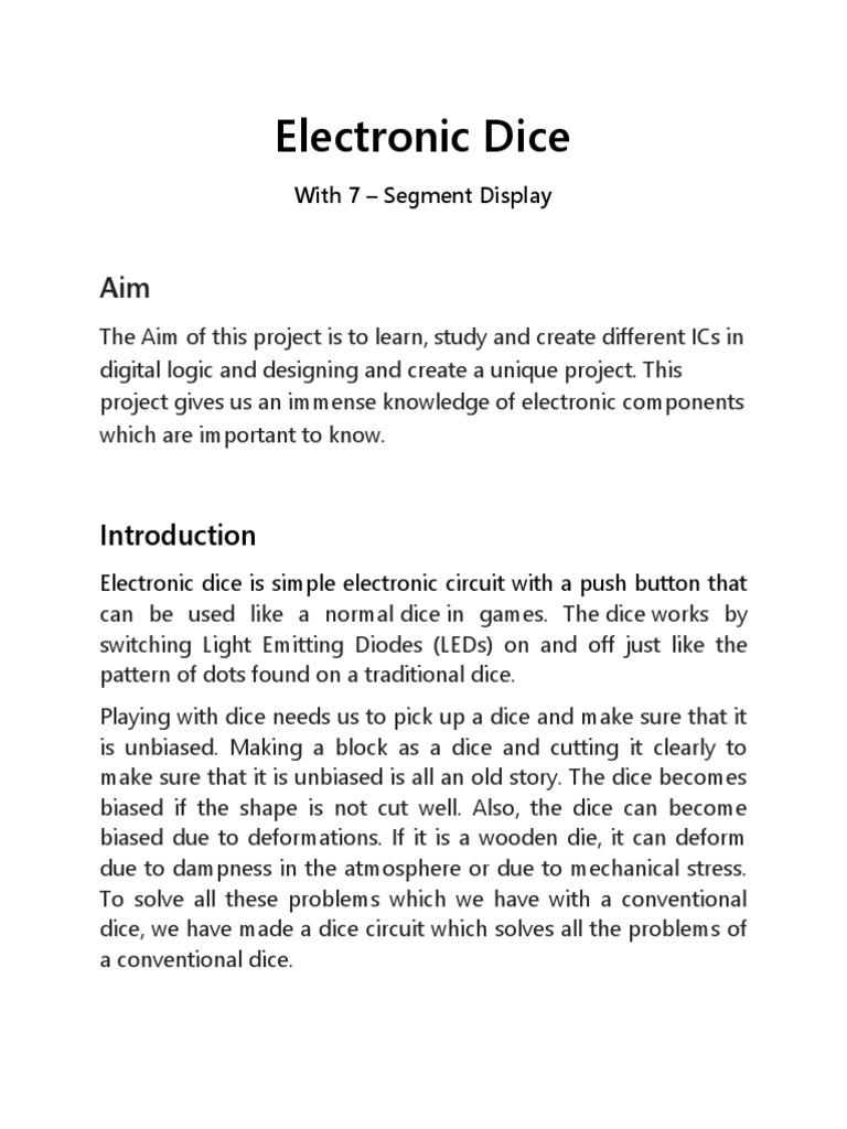 Electronic Dice Circuit Design Guide | PDF | Electronic Circuits ...