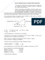 Dimensionamento Banco de Capacitores para Correção de Fator de Potencia