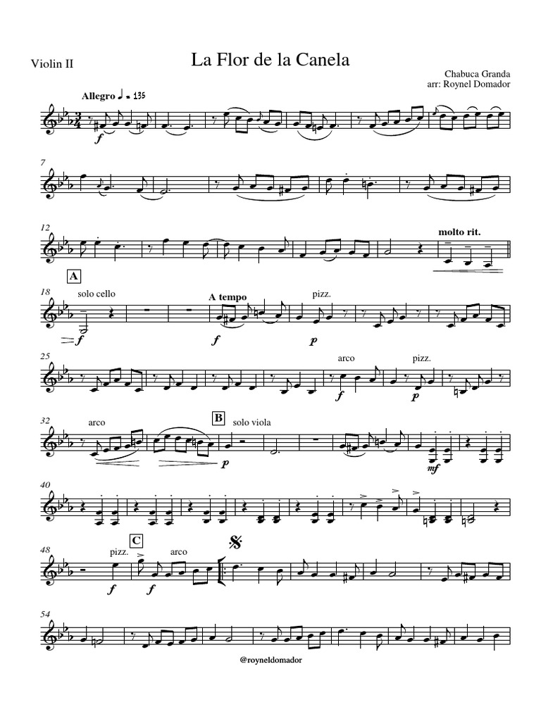 La Flor de la Canela 5to Cuerdas Violin II.pdf Classical Music