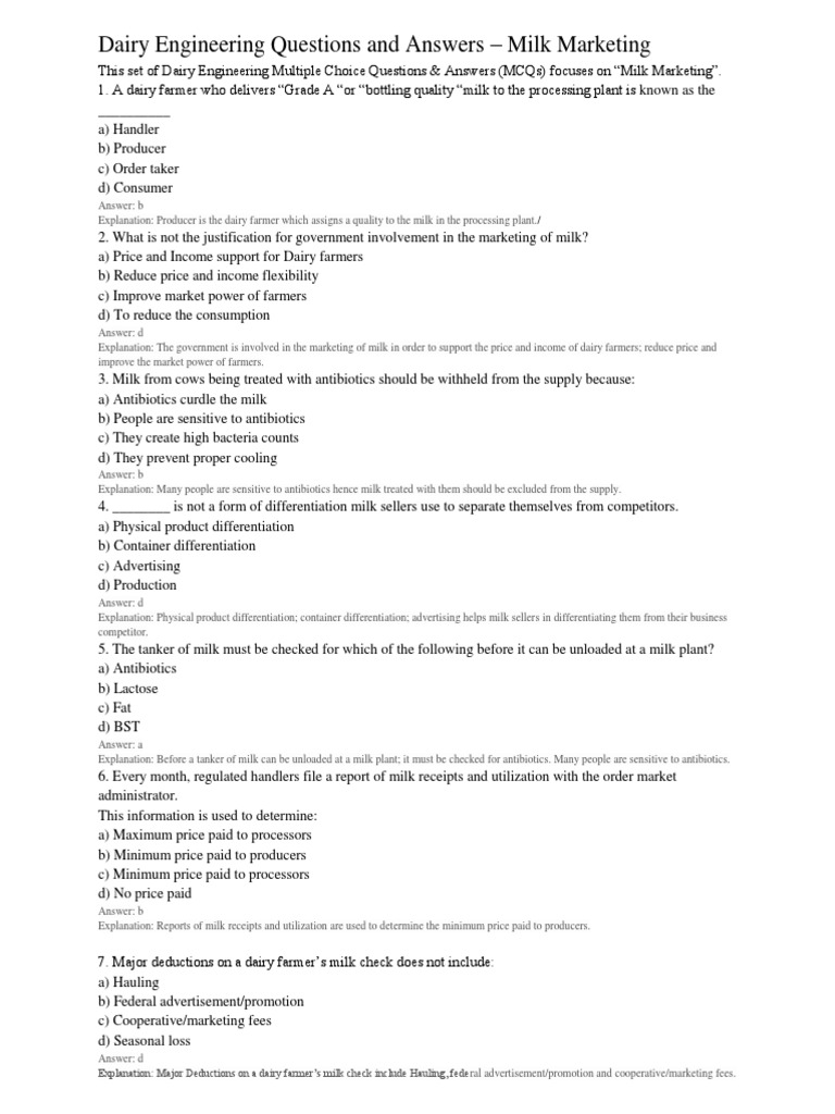 Dairy Engineering Questions and Answers Keys PDF Ion Atoms