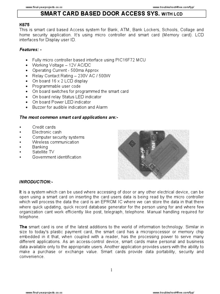 Smart Card Access System with LCD | PDF | Smart Card | Microcontroller