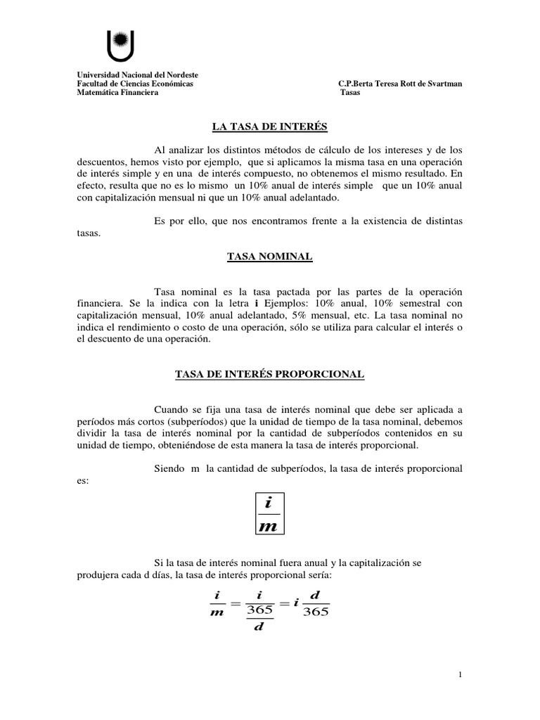 Unidad 3 TASAS | PDF | Interés | Finanzas Matemáticas