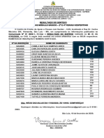 Resultado Do Sorteio - Curso Básico 2 e 4 Vespertino