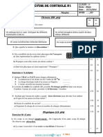 Devoir de Contrôle N°1 - Sciences Physiques - 1ère AS (2014-2015) MR Sassi Lassaad