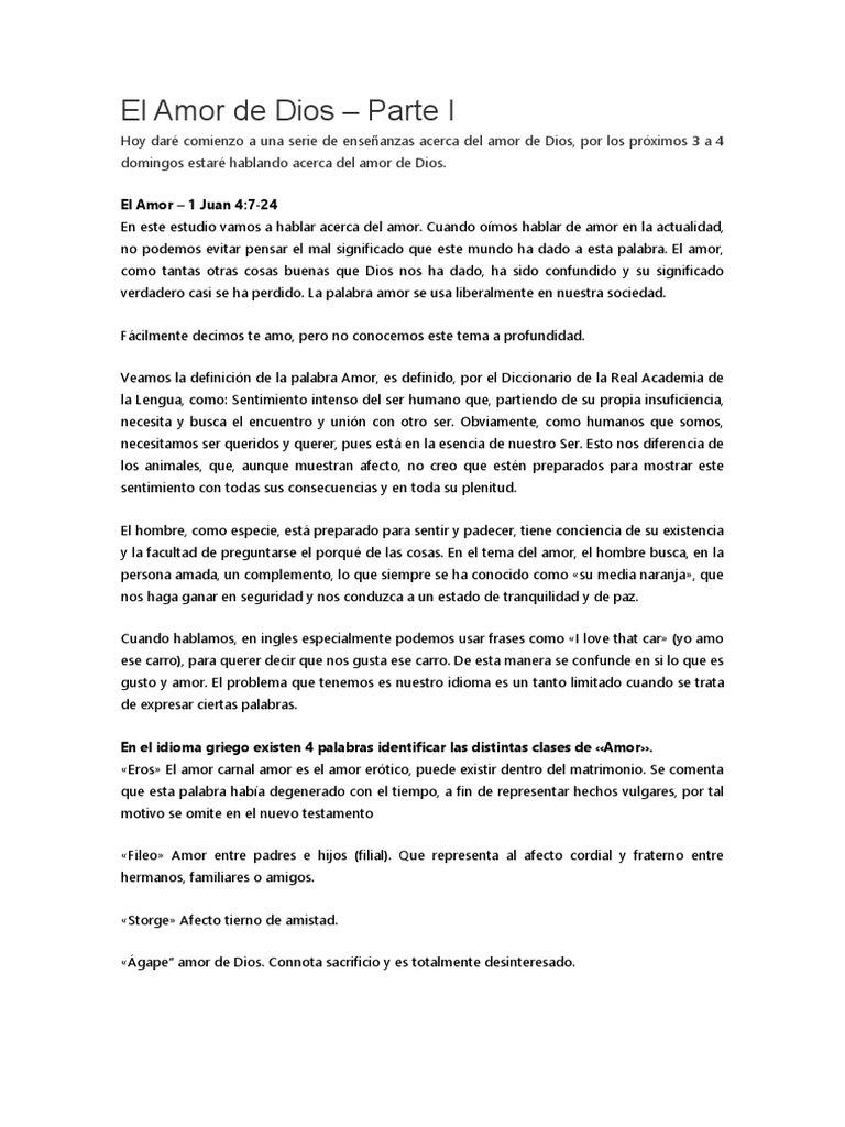 El Amor de Dios | PDF | Evangelio de juan | Amor